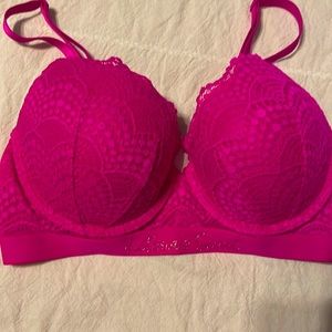 Victoria Secret lace push up bra. Full coverage. Hot pink, VS PRINTED ON FRONT